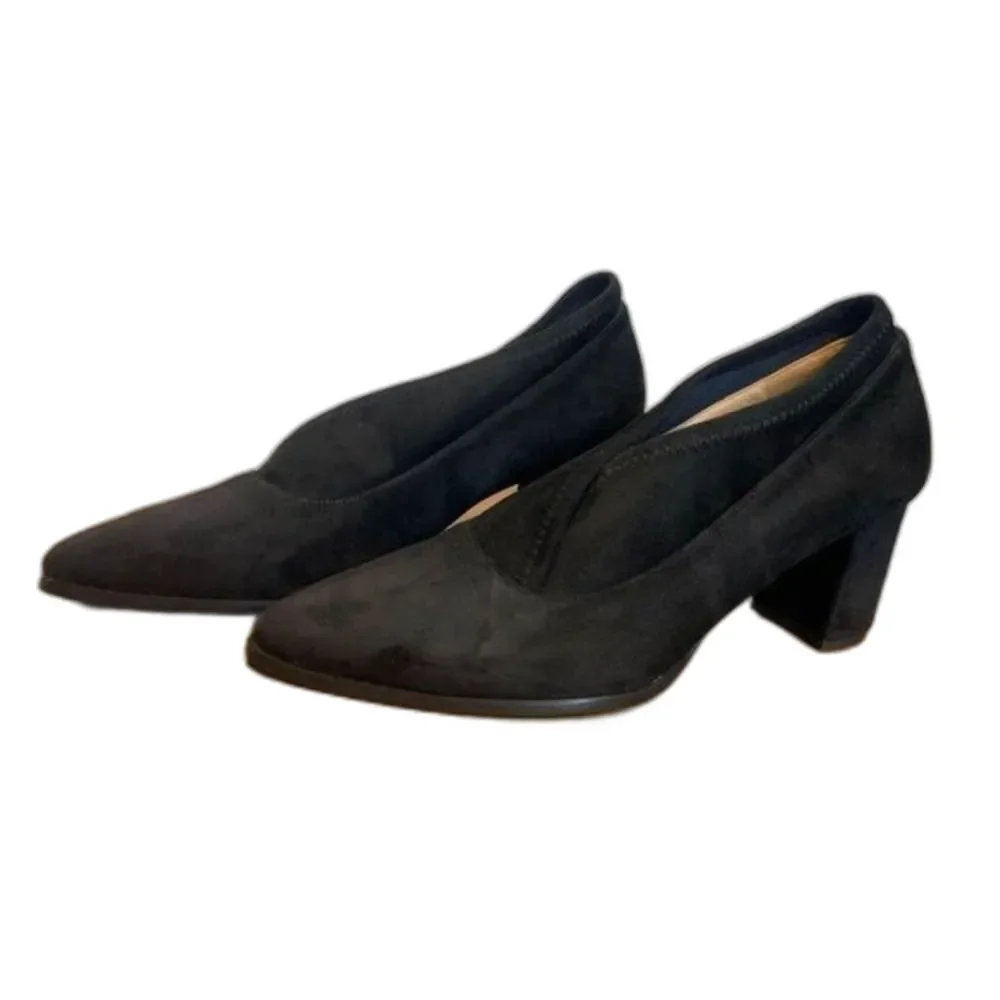 Jon Josef Black Velvet & Suede Heel